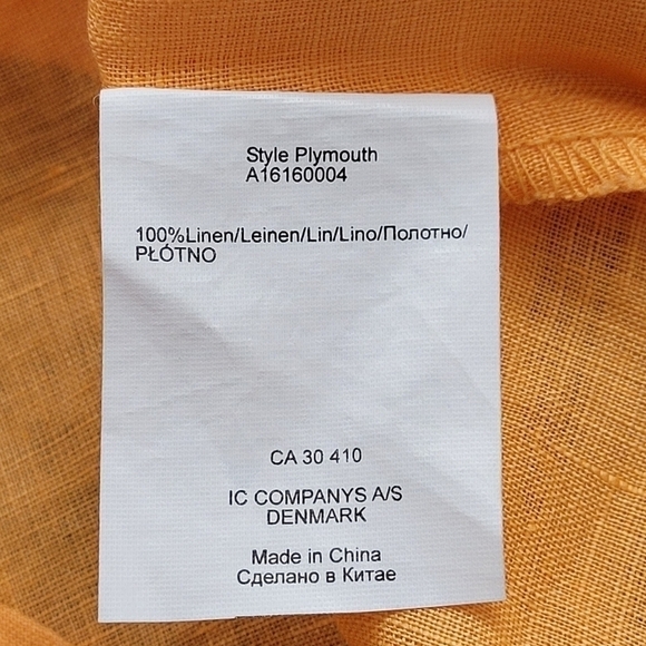 Linen SS Tie Waist Blouse Orange Light Pleated V-Neck Tunic SZ 2 - Picture 9 of 9